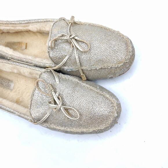 Michael Kors Sutton Shearling Moccasin Slippers – Champagne Mesh - Chalet Chic - Picture 8 of 16